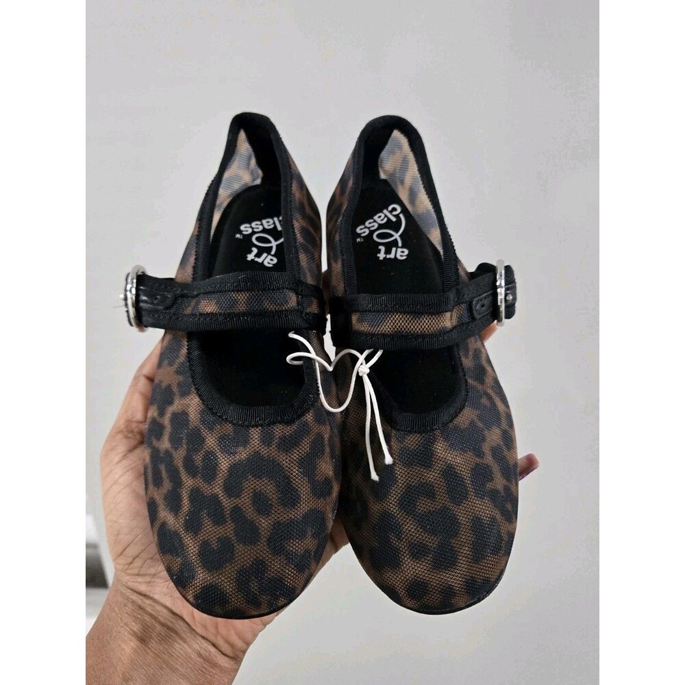 Art Class Kids' Quilla Mesh Ballet Flats Mary Jane Leopard Print Shoes Size 13 - Picture 4 of 4